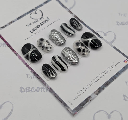 Monochrome Majesty Bespoke Press-On Nails